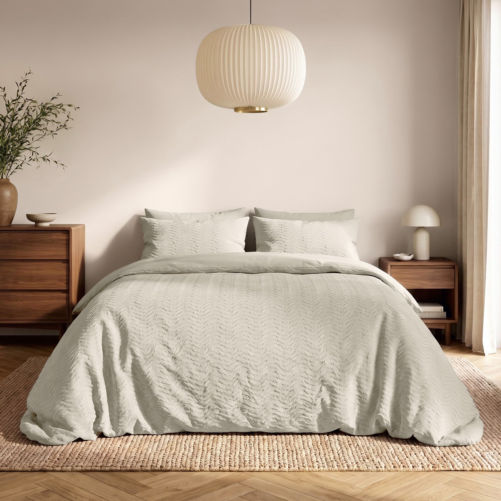 NordDream Embossed Curve 3D pussilakana cream 140x200 mikrokuitu