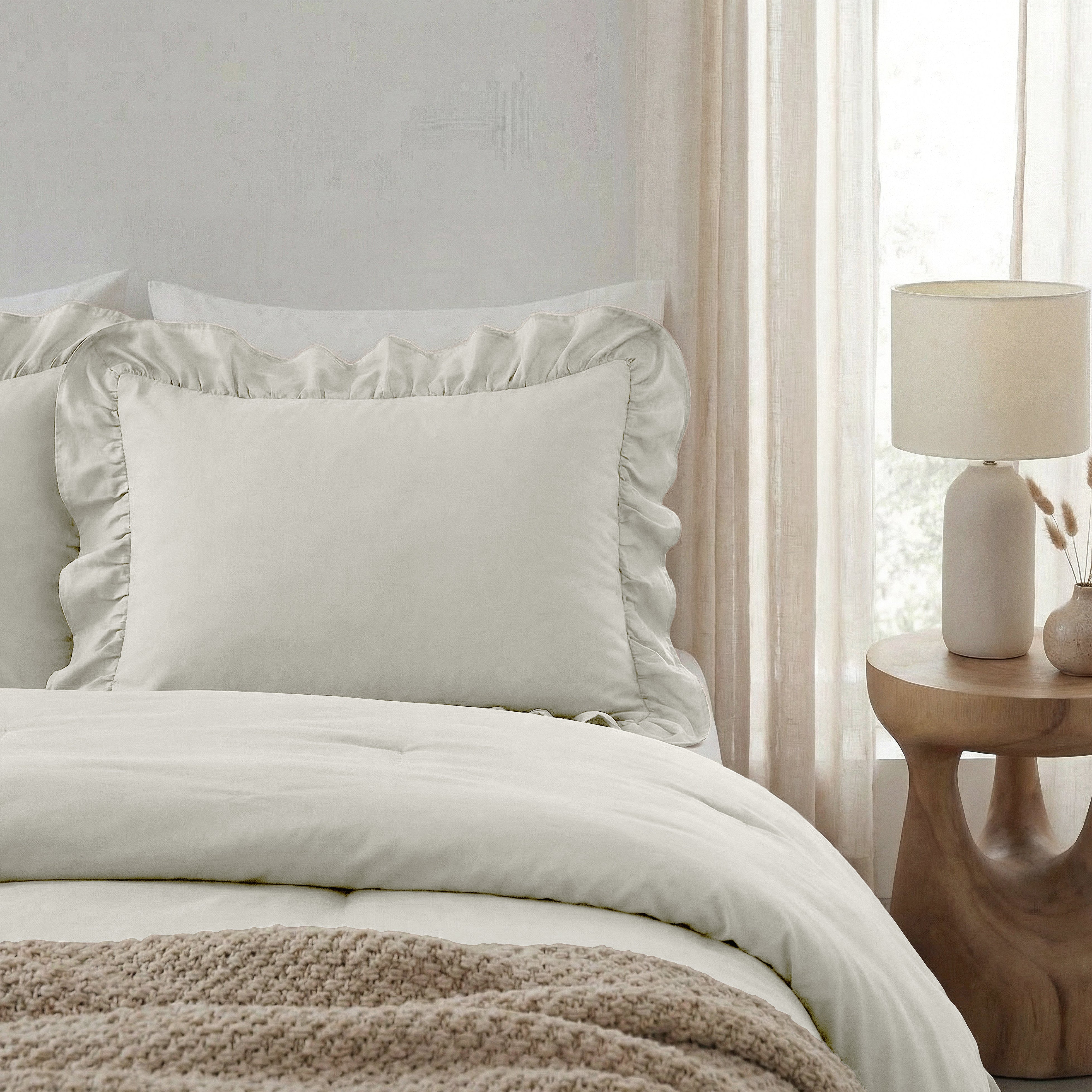 NordDream Lazy Ruffles tyynyliina 60x70 2-pack rikkivalkoinen