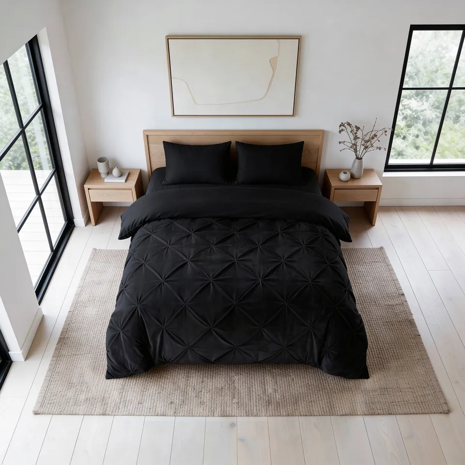 NordDream Lazy samettipeitto 200x220 musta pintuck