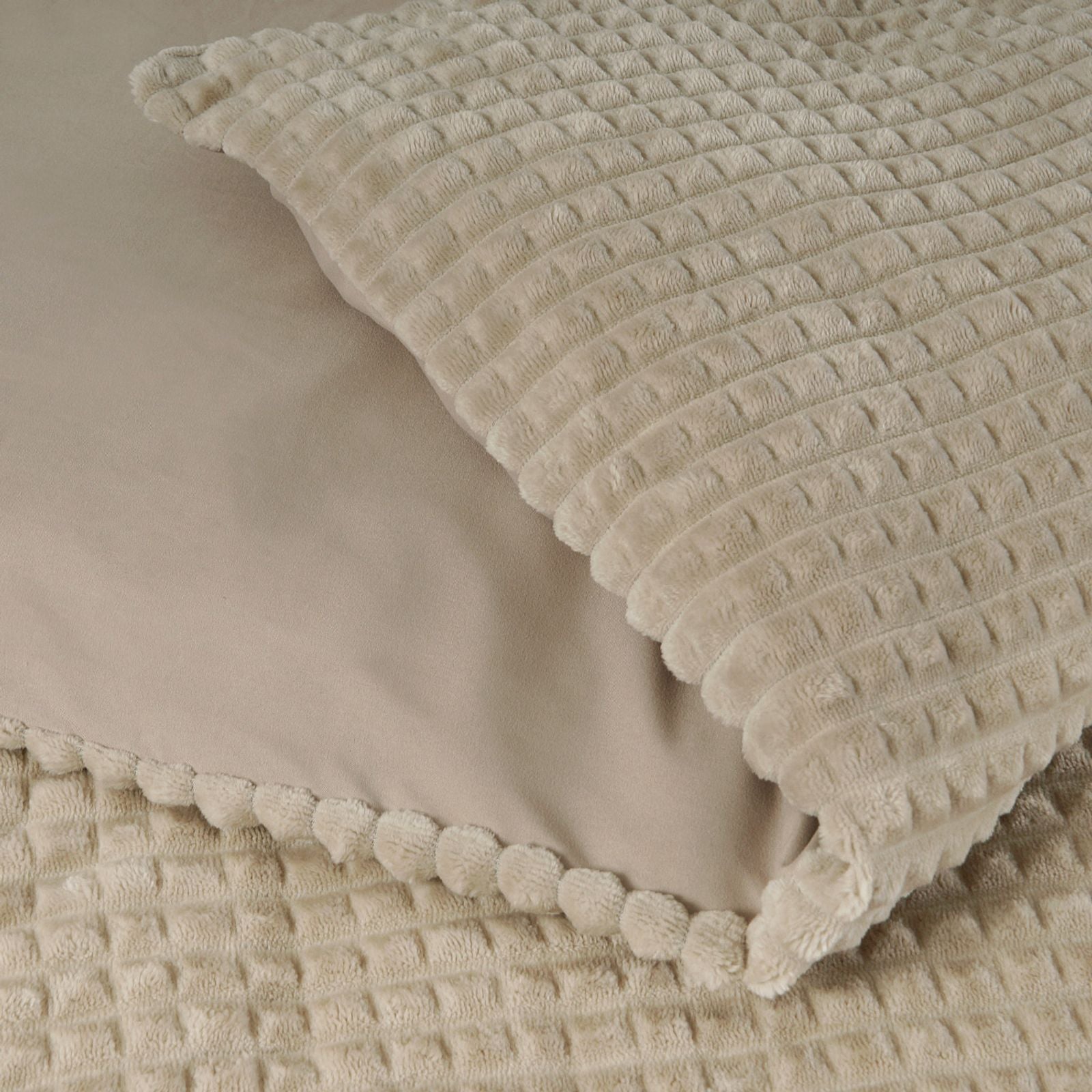 NordDream Teddy Check pussilakana 140x200 taupe teddy