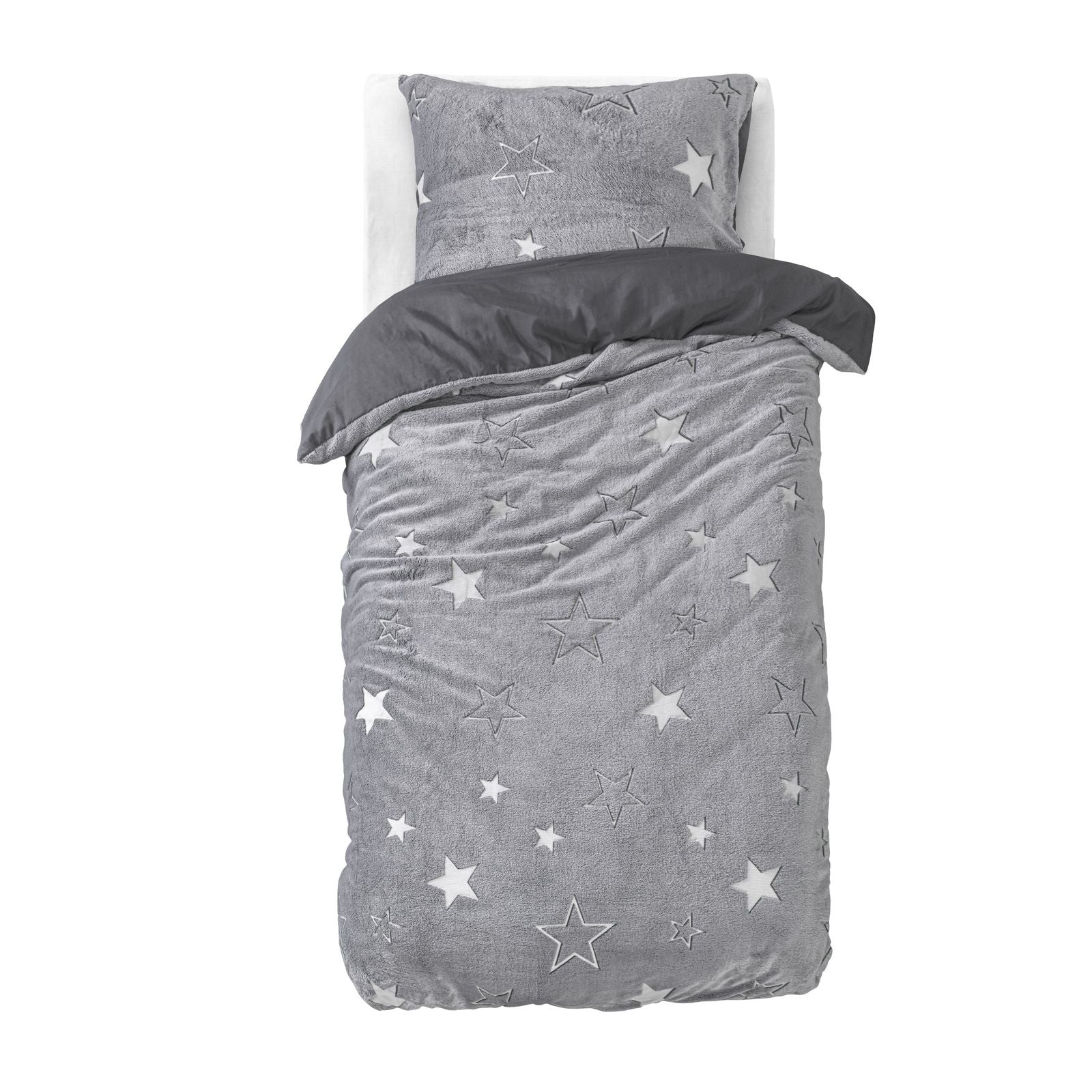 NordDream Kids Glow in the Dark Stars pussilakana 140x220 hohtava harmaa