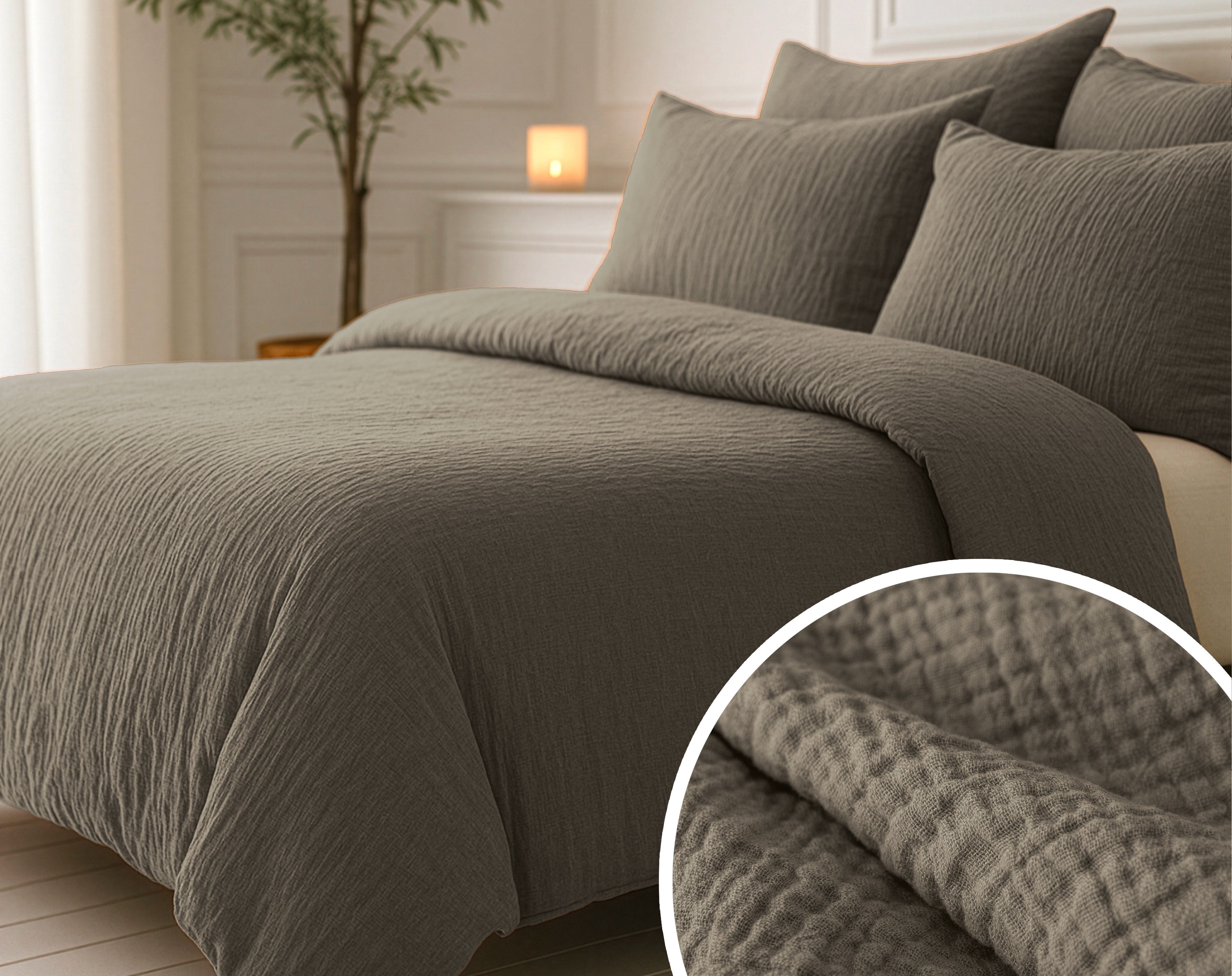 NordDream Lazy mousseline peitto 240x200 taupe pestävä