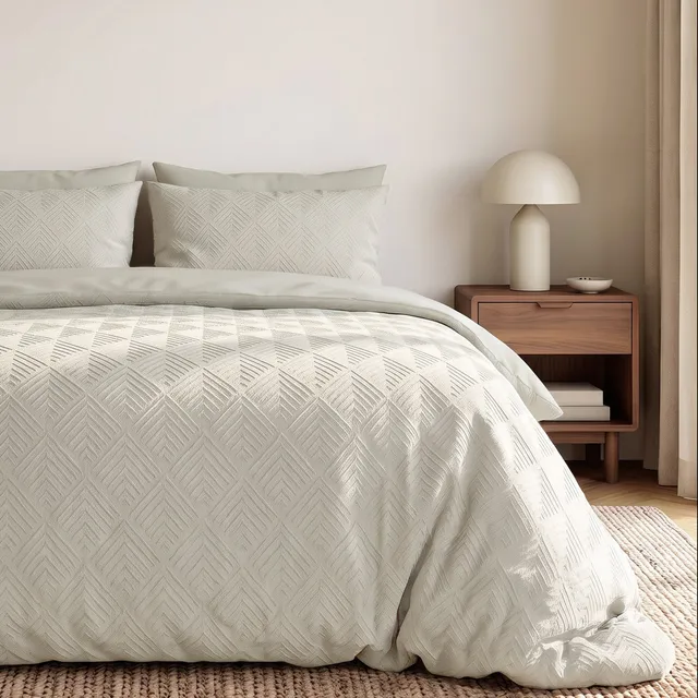 NordDream Embossed pussilakana 140x200 Modern Geo cream