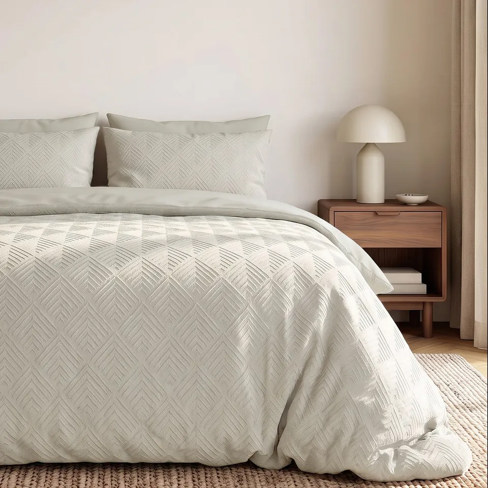 NordDream Embossed pussilakana 140x200 Modern Geo cream