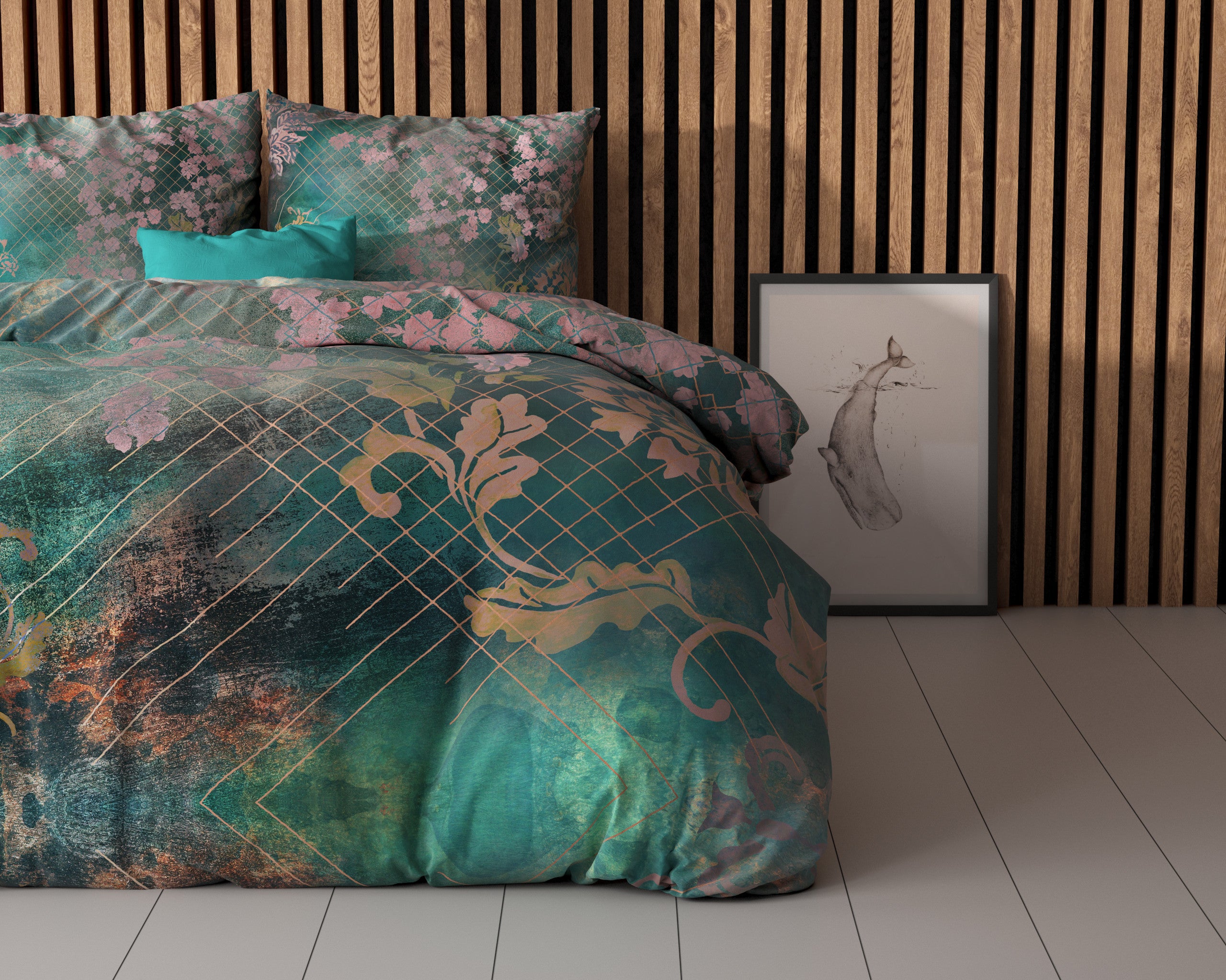 NordDream Raddison Flower pussilakana vihreä 140x200 kukka