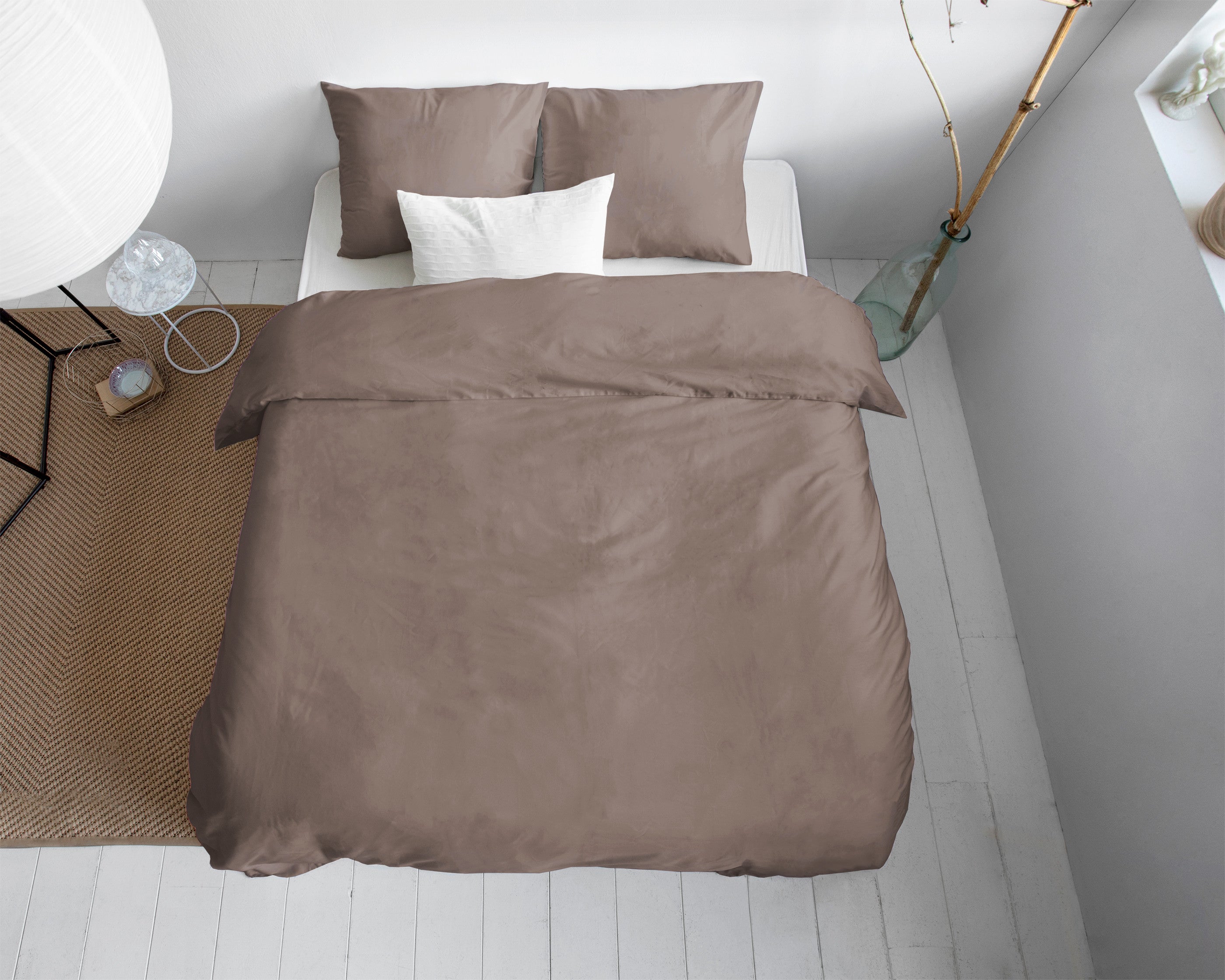 NordDream Satiini Uni pussilakana 200x200/220 taupe puuvilla