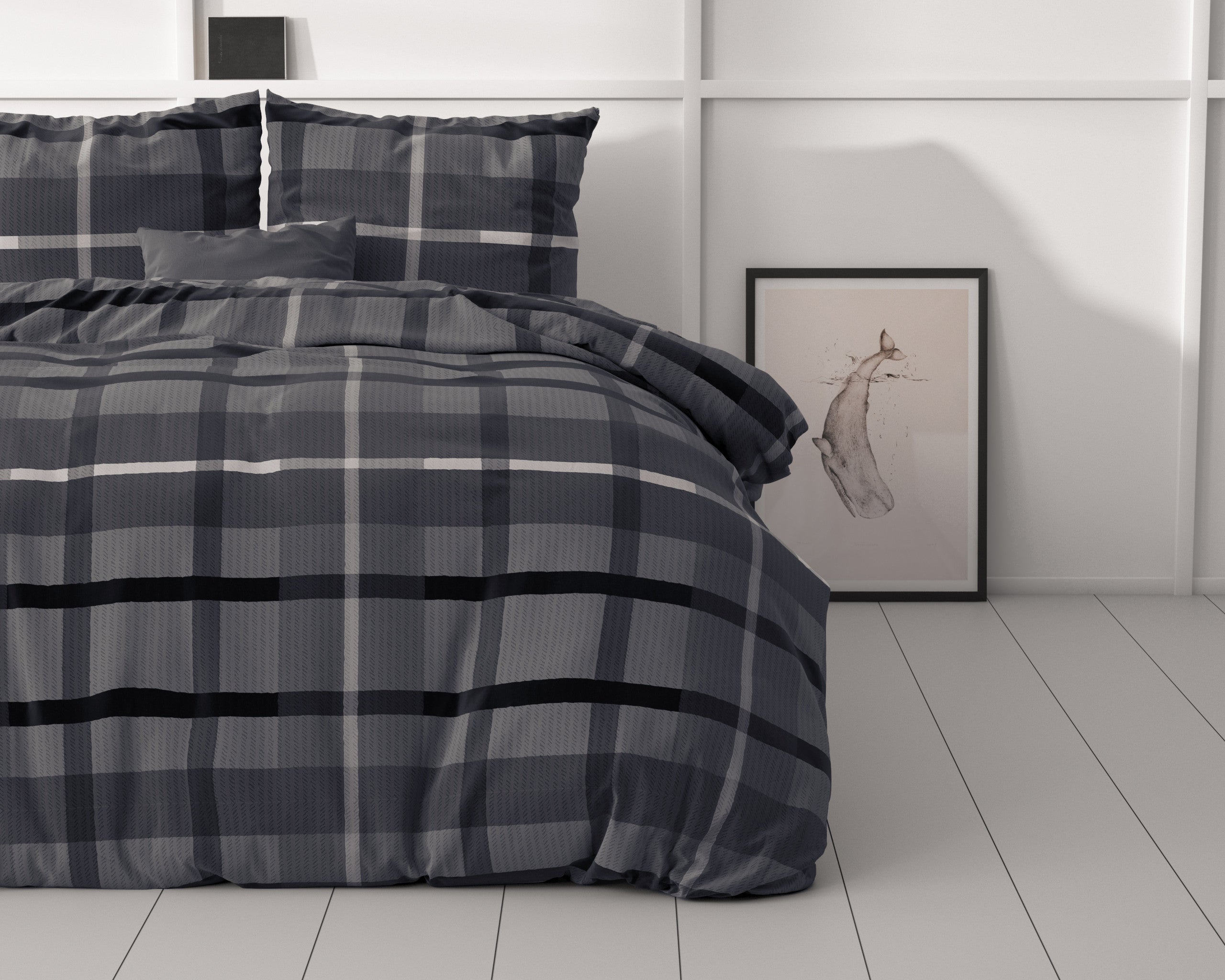 NordDream Classy Vintage Check pussilakana antrasiitti