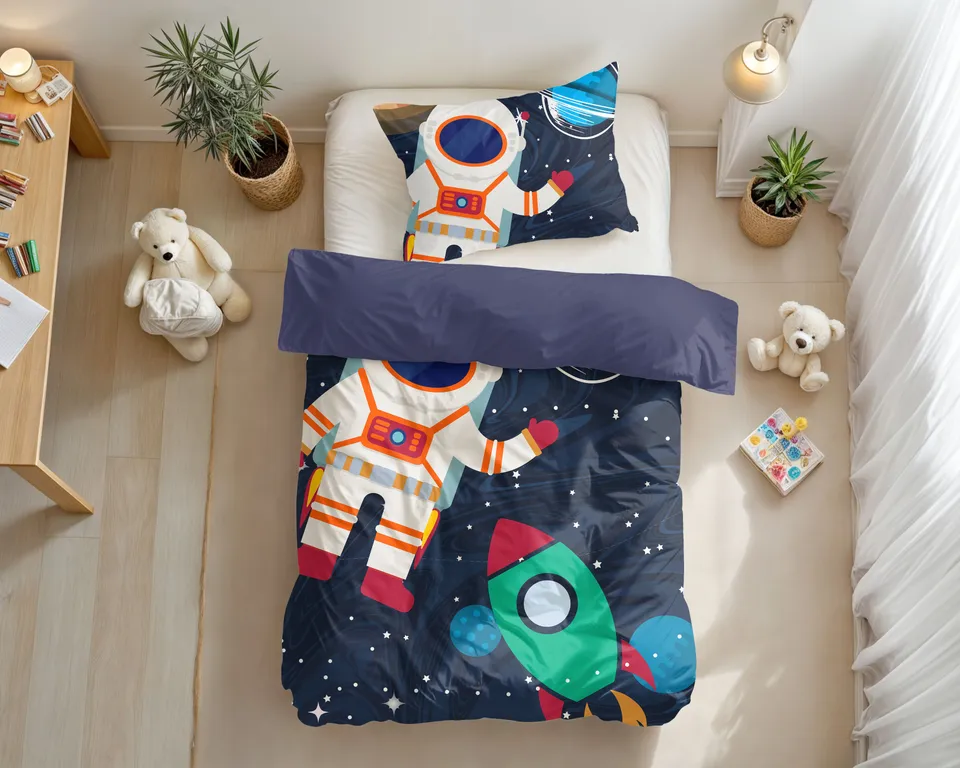 NordDream Kids Space Man 2 pussilakanasetti sininen 140x220 cm
