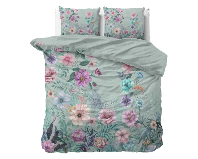 NordDream Nature Flore pussilakanasetti sininen 200x200 puuvilla