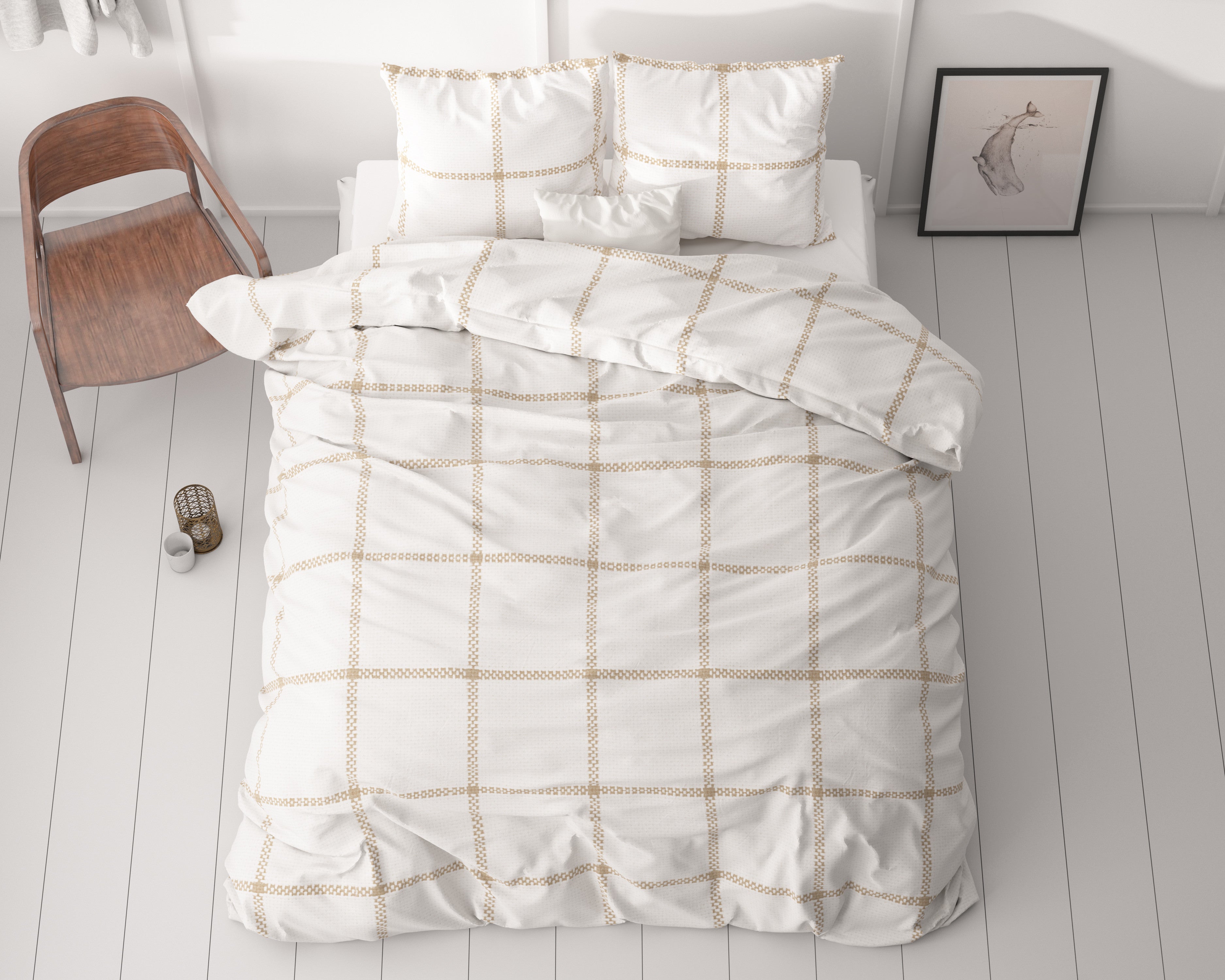 NordDream Classy Vasco pussilakanasetti valkoinen 200x220 mikrokuitu