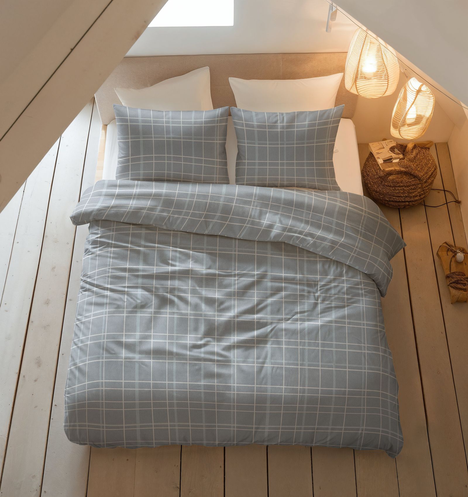 NordDream Flanel Seva pussilakana Sininen 140x200/220 pehmeä