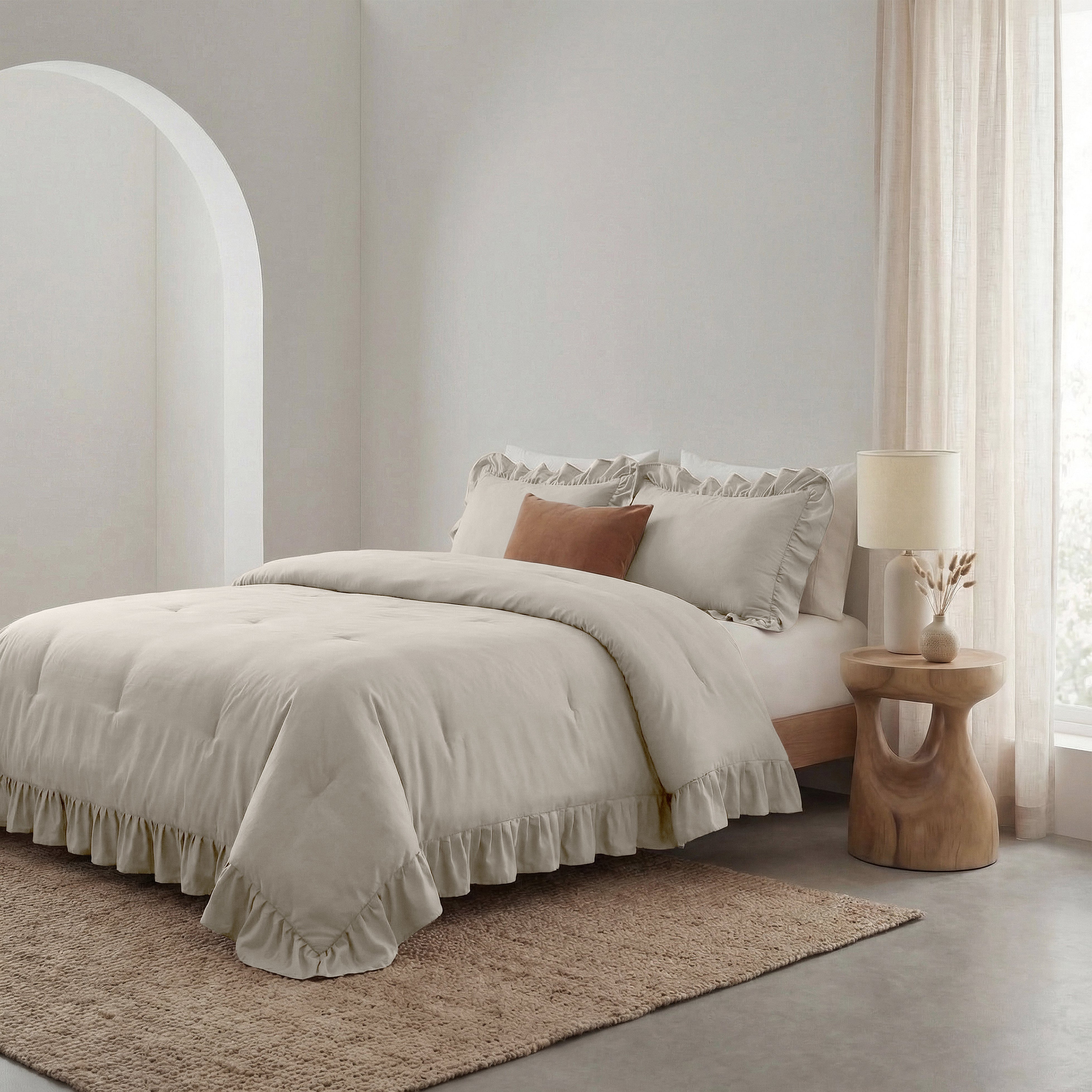 NordDream Lazy Ruffles peitto taupe/harmaa 140x200 pestävä