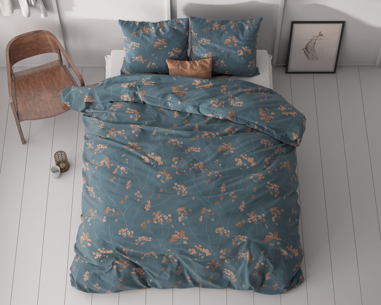 NordDream Classy Gia pussilakana 240x220 sininen mikrokuid