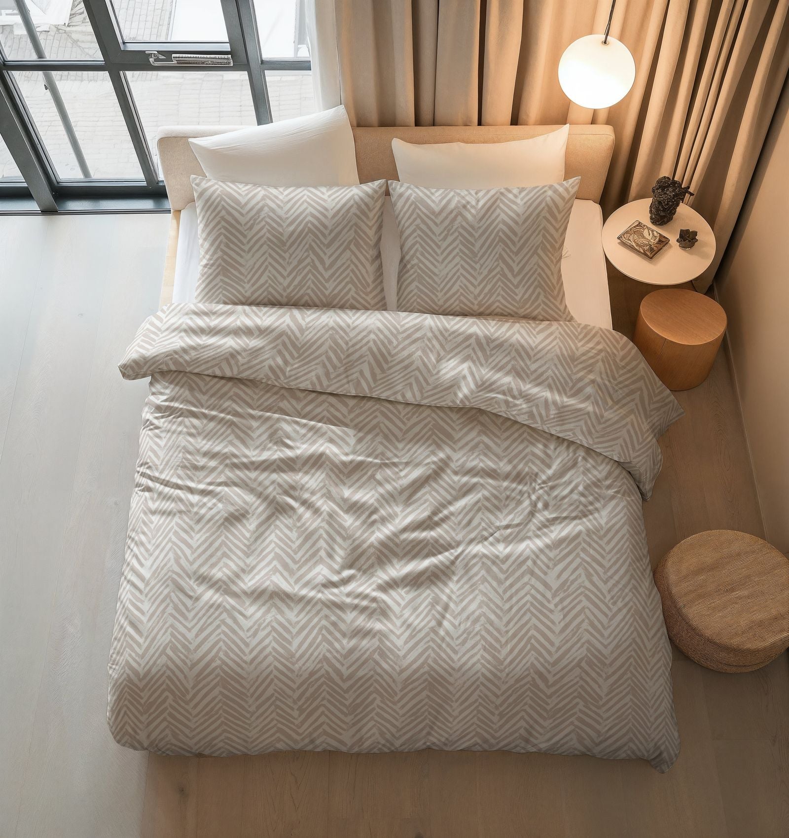 NordDream Pure Ethnic pussilakana 240x200 hiekka puuvilla