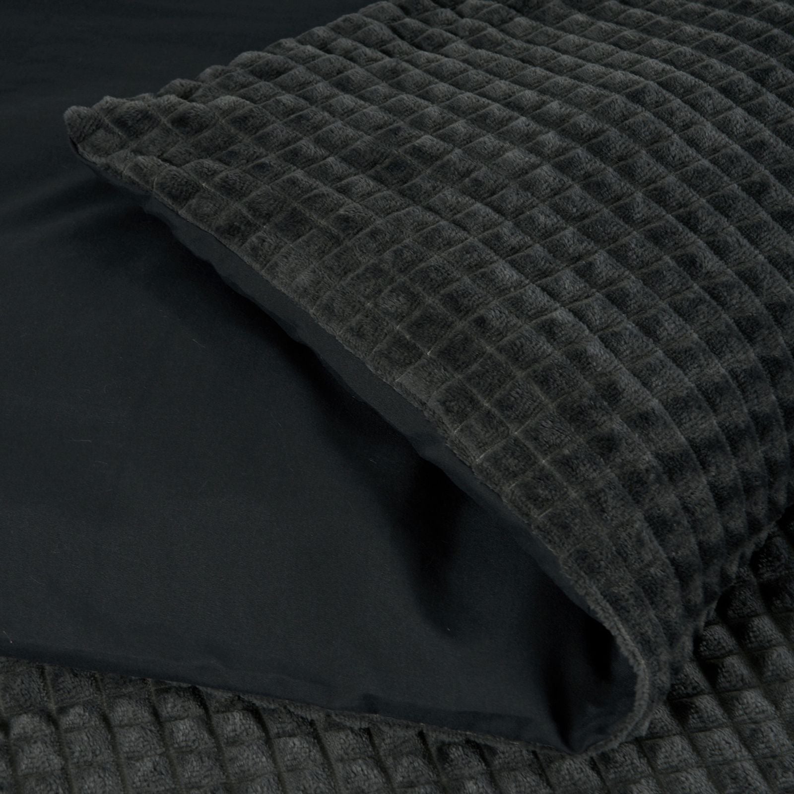 NordDream Teddy Check pussilakana 200x200/220 antrasiitti lämmin