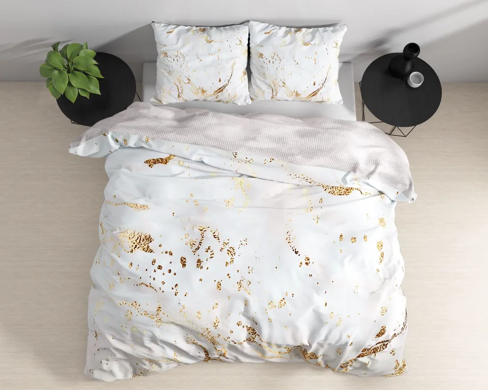 NordDream Marble Bianco pussilakana valkoinen 200x200 satiini