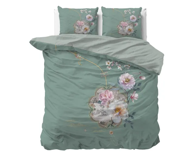 NordDream Essentials Lyra pussilakanasetti vihreä 240x200/220 cm