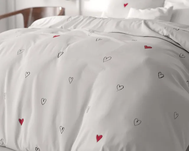 NordDream Classy Hearts Everywhere pussilakana valkoinen 240x200