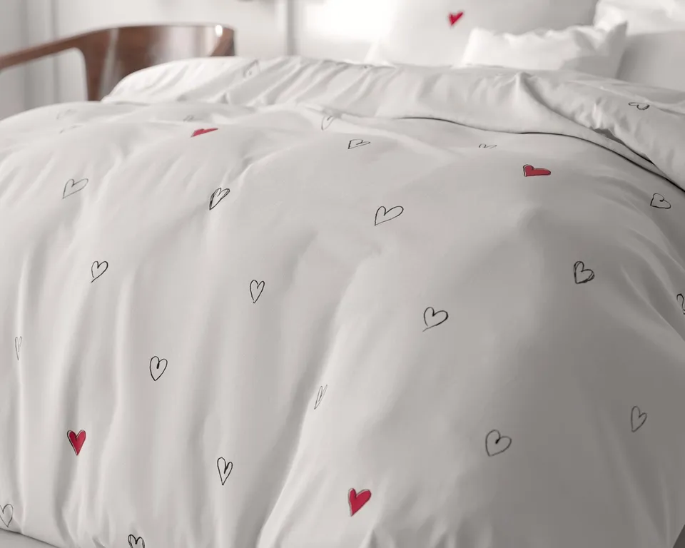 NordDream Classy Hearts Everywhere pussilakana valkoinen 240x200