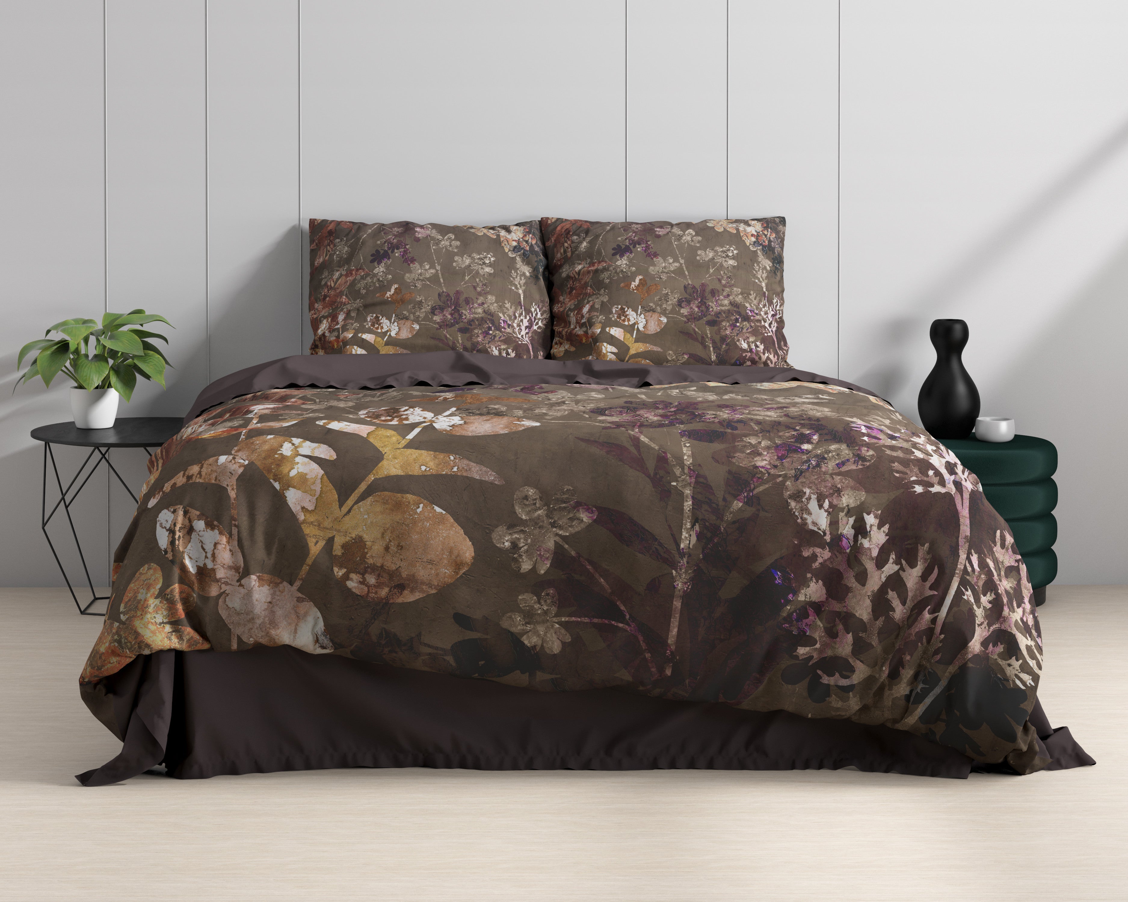 NordDream Wild Satijn Vivian pussilakanasetti vihreä 200x200/220 cm