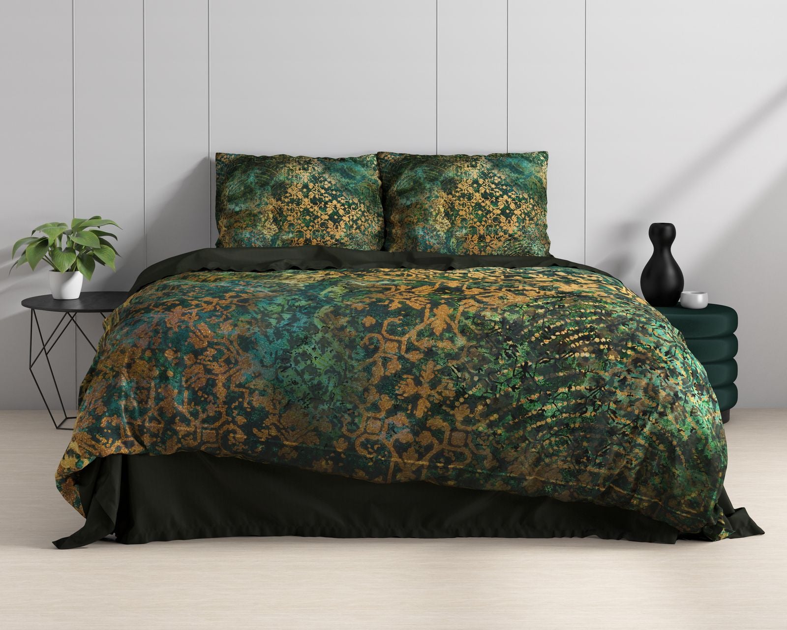 NordDream Venni pussilakana satiini vihreä 140x200 cm puuvilla