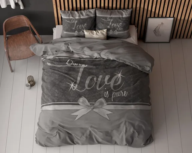 NordDream Essentials Pure Love pussilakanasetti harmaa 200x200 mikrokuitu