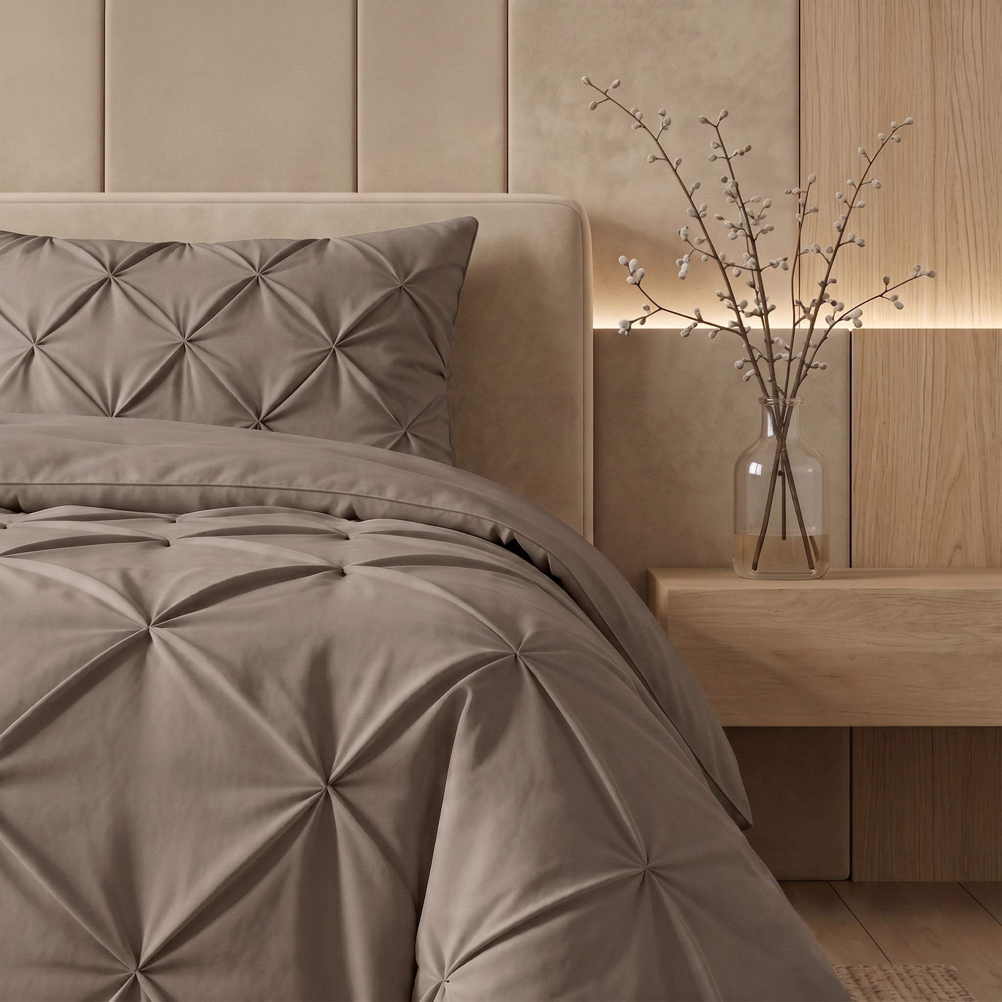 NordSleeps NordDream Lazy Pintuck peitto 140x200 taupe tikattu