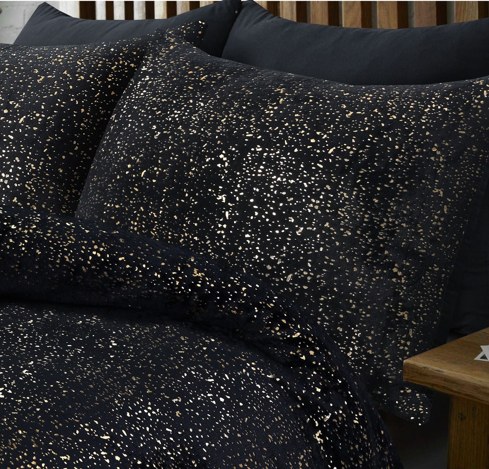 NordDream Glamour Sprankle pussilakanasetti musta 200x220 flanelli