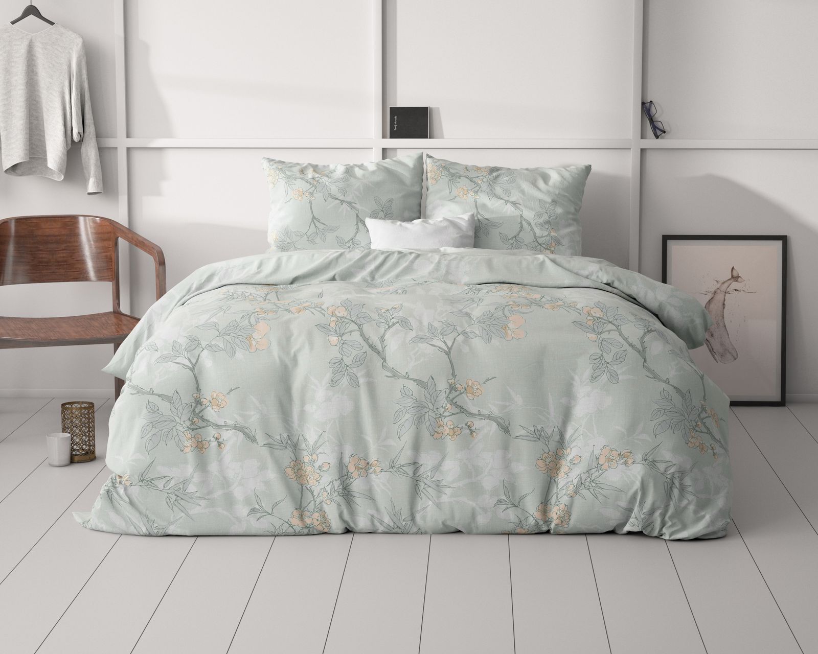 NordDream Classy Blossom pussilakana 200x220 cm sininen
