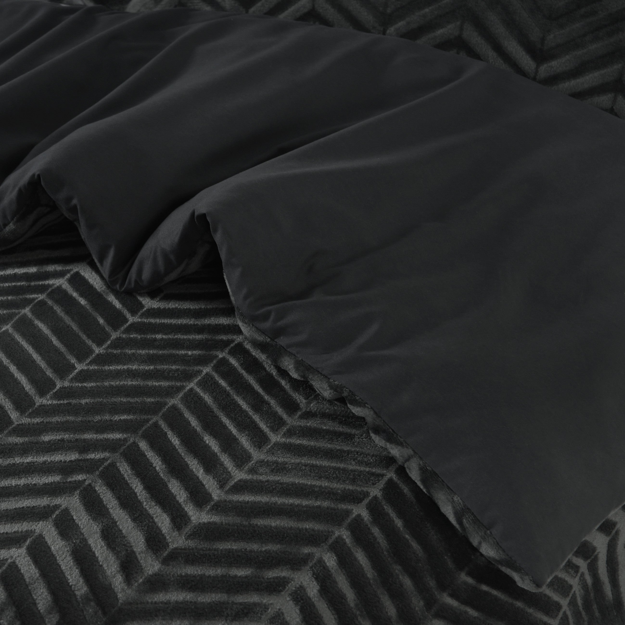 NordDream Teddy Chevron pussilakanasetti antrasiitti 200x220 cm