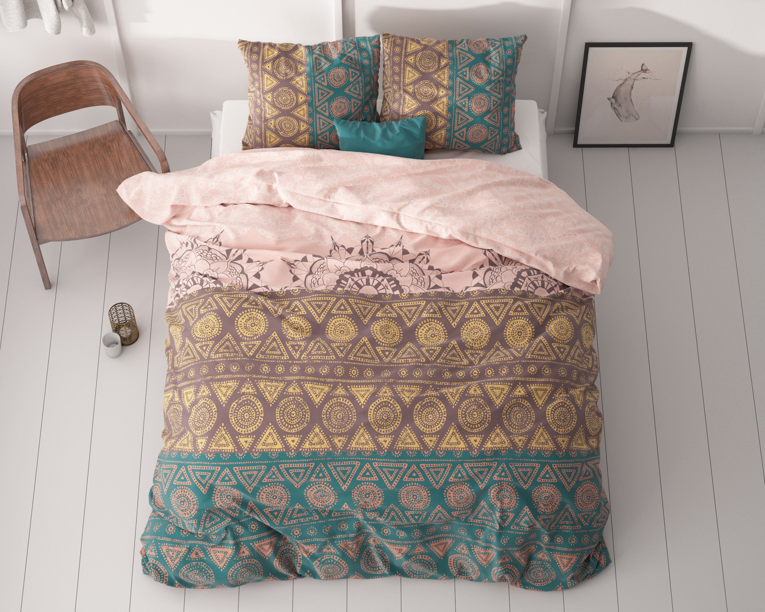 NordDream Classy Bohemian Multi pussilakanasetti 240x200 mikrokuitu