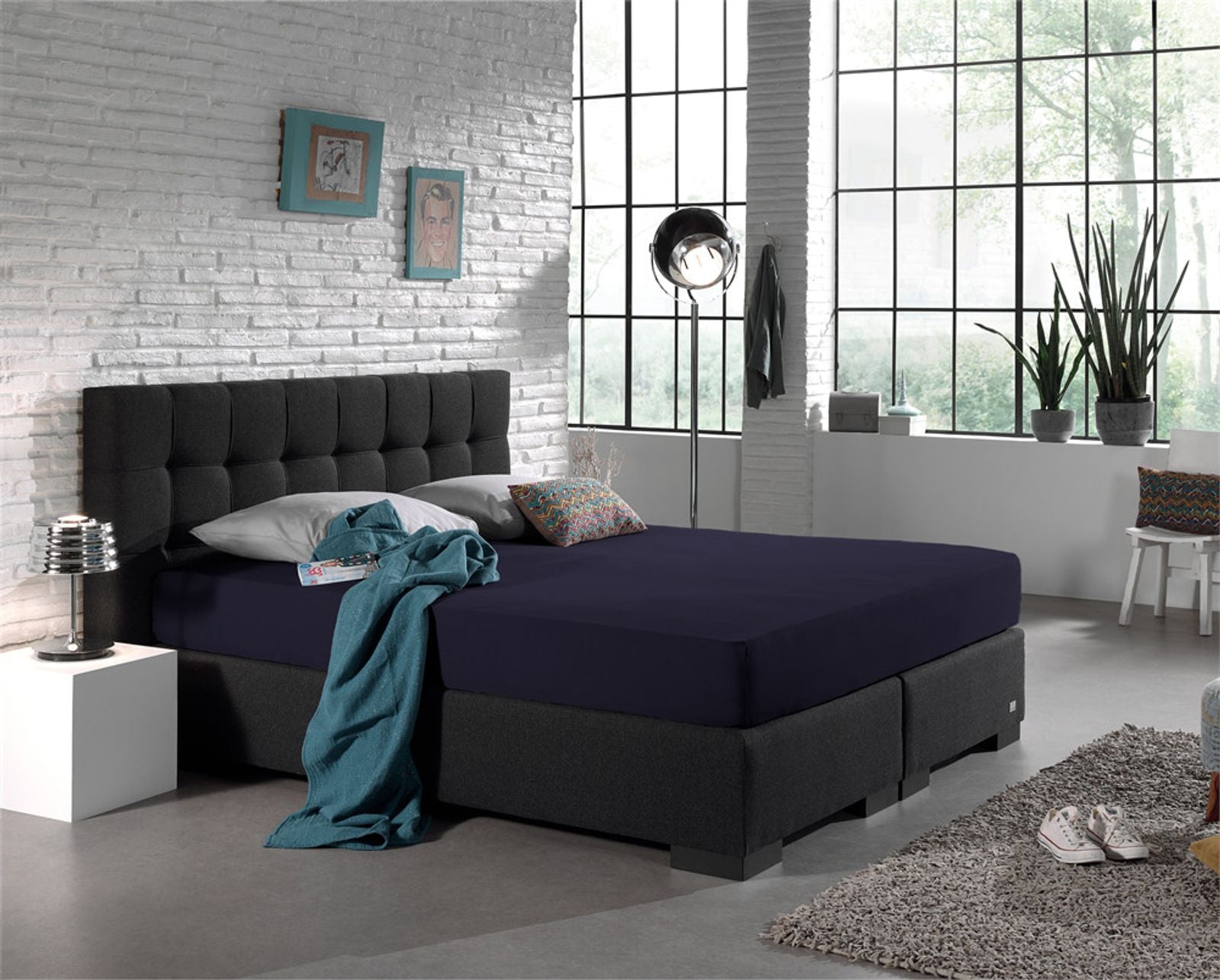 NordDream Jersey muotoonommeltu lakana navy 140x200/220 cm