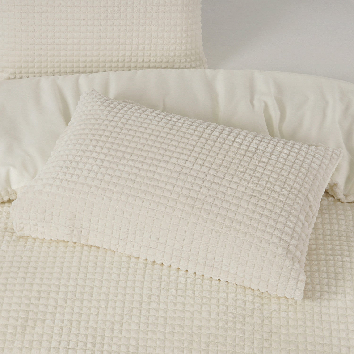 NordDream Teddy Check pussilakanasetti beige 140x200 lämmin