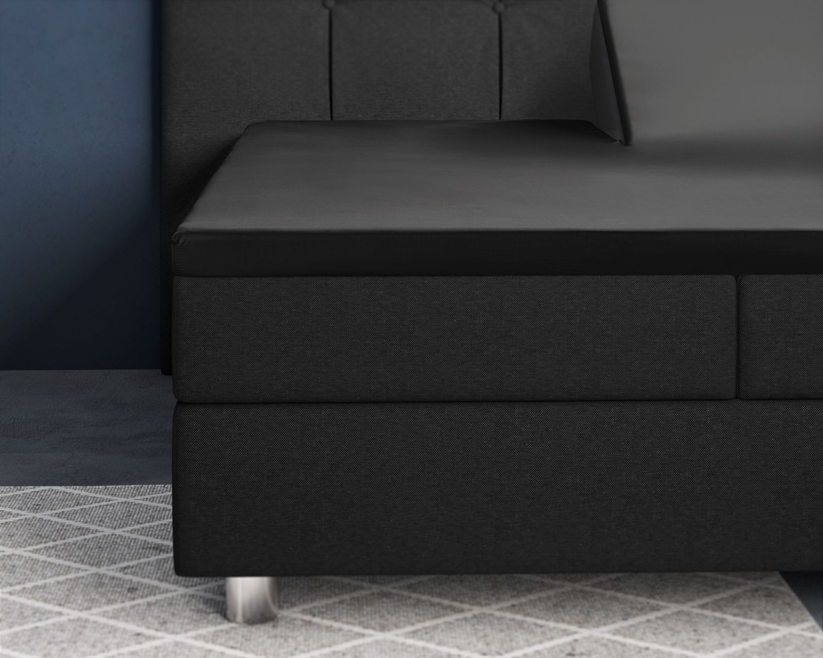 NordDream Satiini Split split-aluslakana musta 180x200