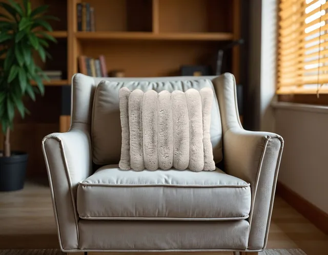 NordDream Rib Rabbit Fur koristetyyny ecru 50x50 uurrettu