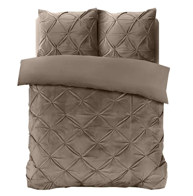 NordDream Velvet Pintuck pussilakana 200x220 taupe sametti