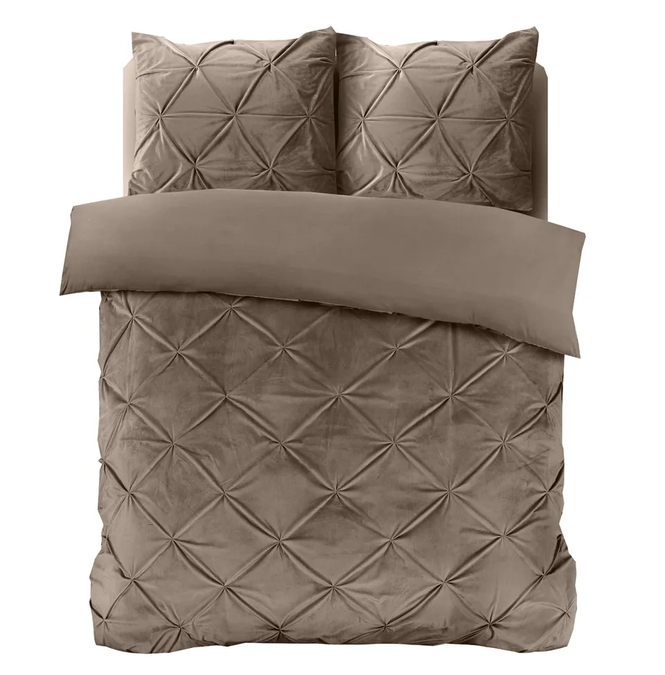 NordDream Velvet Pintuck pussilakana 200x220 taupe sametti