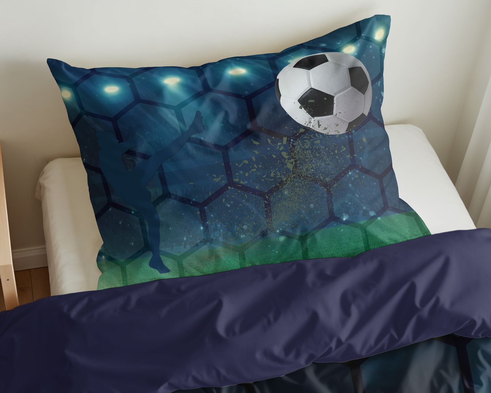 NordDream Kids Live Football pussilakanasetti sininen 140x220 cm