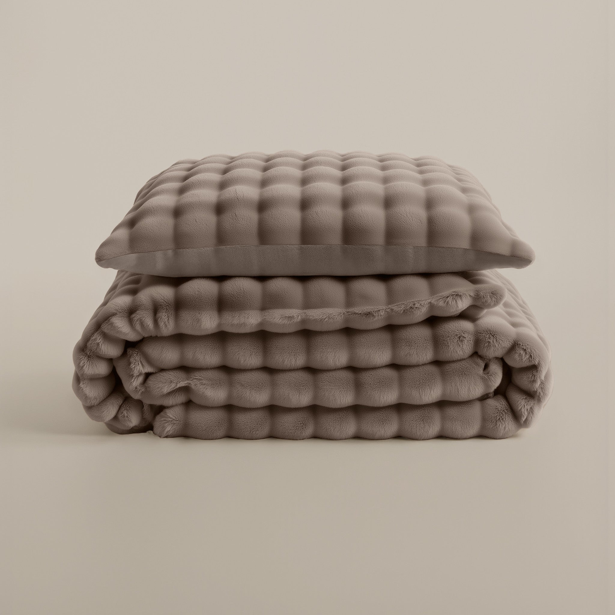 NordDream Teddy Pompom tekoturkis pussilakana 200x220 taupe pehmeä