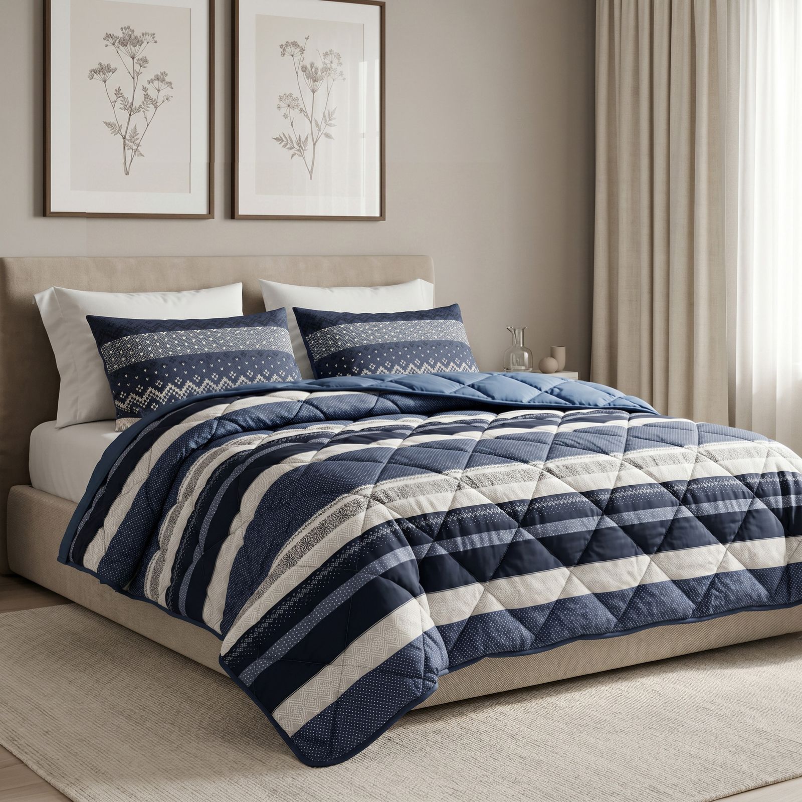 NordDream Lazy Elisabeth pesupeitto navy tyynyliinoilla