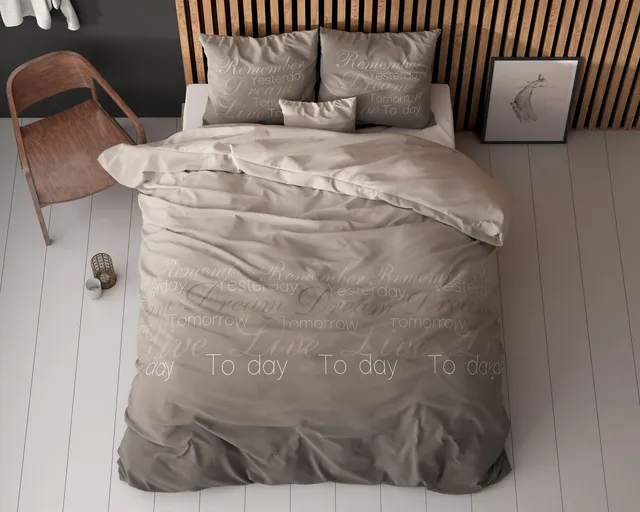 NordDream Elegance Live Today pussilakana 200x220 taupe kaksipuolinen