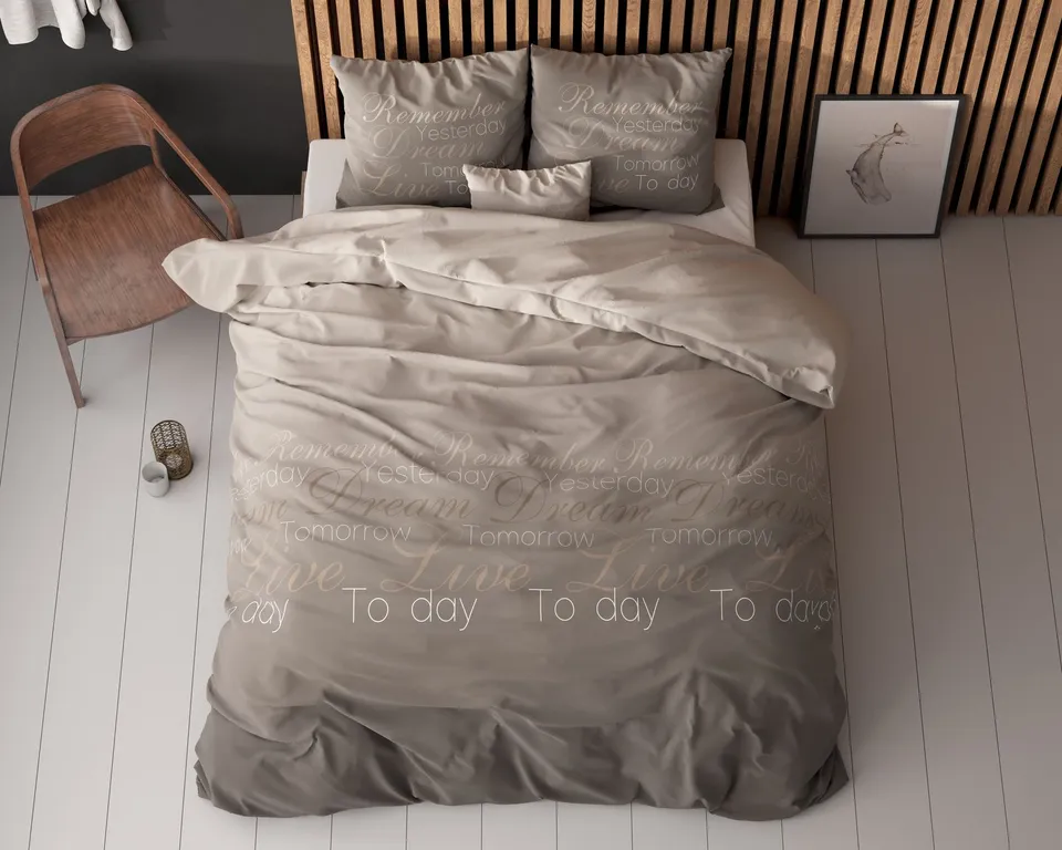 NordDream Elegance Live Today pussilakana 200x220 taupe kaksipuolinen