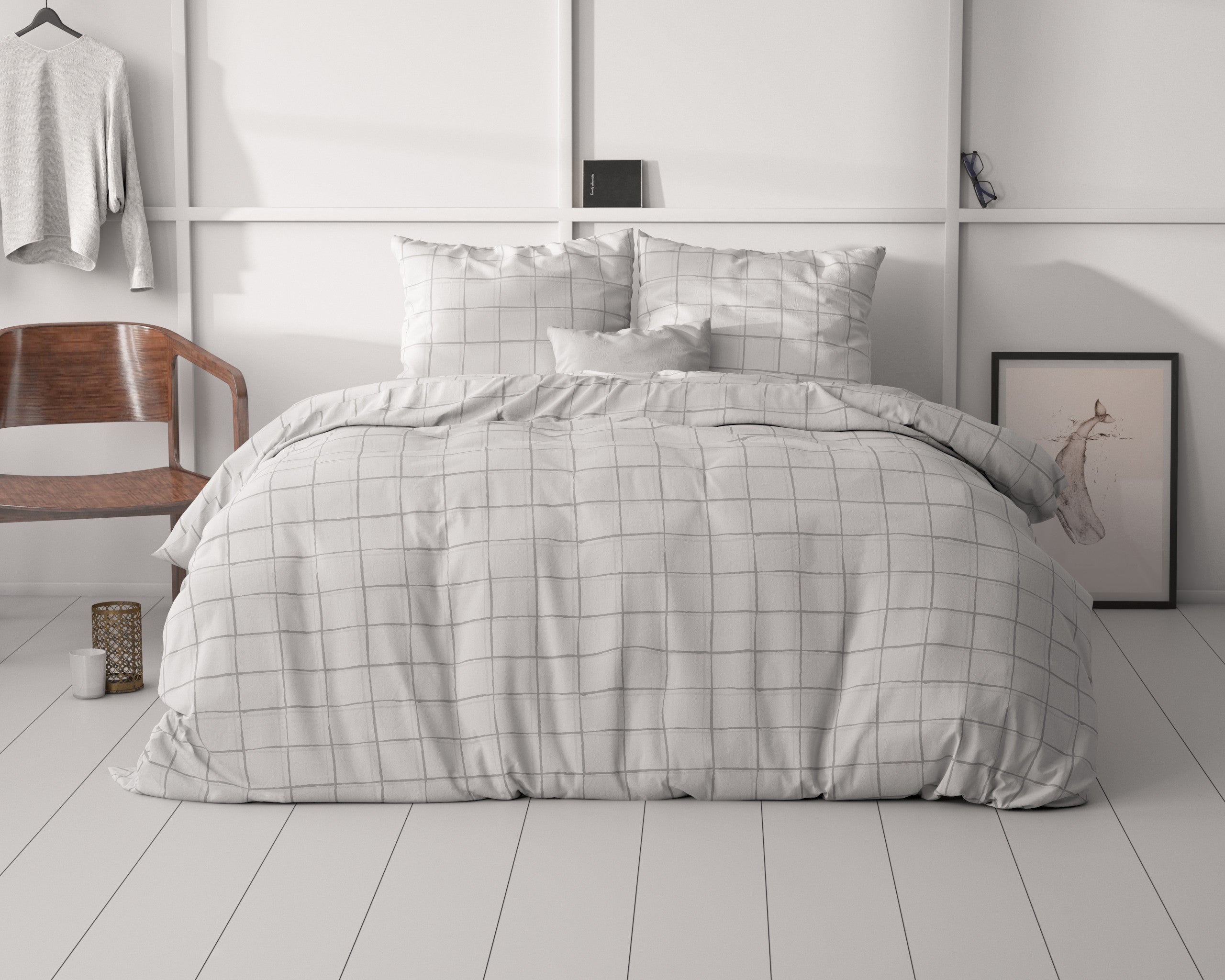 NordDream Classy Check It pussilakanasetti harmaa 200x220 cm