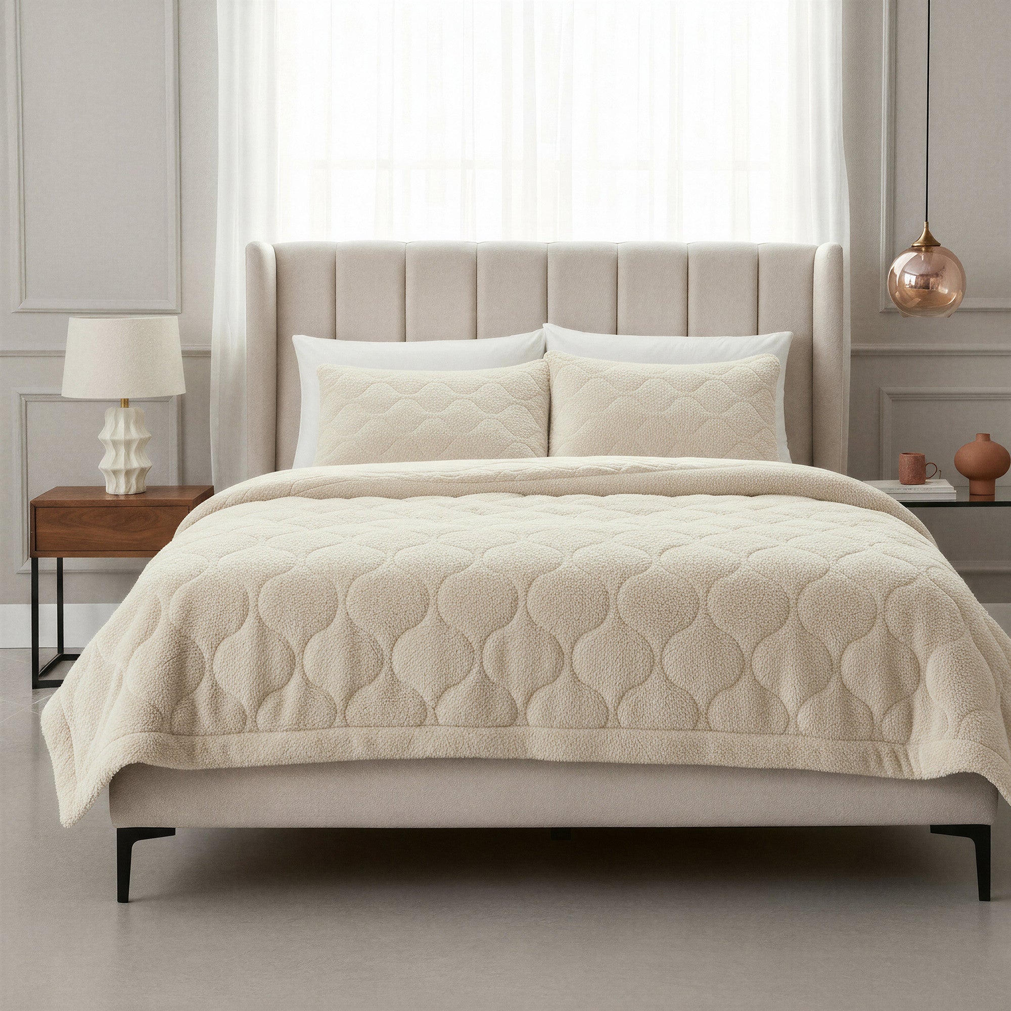 NordDream Lazy teddy-peitto 140x200 beige pörrö