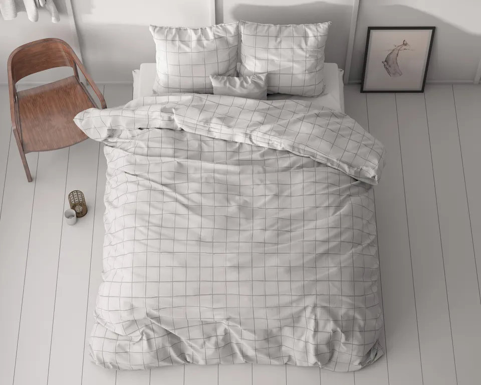 NordDream Classy Check It pussilakanasetti harmaa 200x220 cm