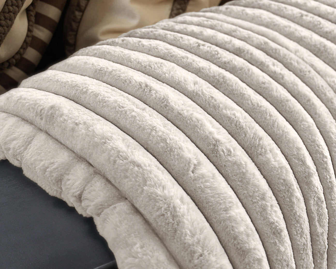 NordDream Rib Rabbit Fur torkkupeitto ecru 150x200