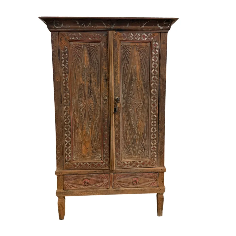 Sasus Vintage kaappi tiikki 99 x 56 x 157 cm kaiverrettu ruskea