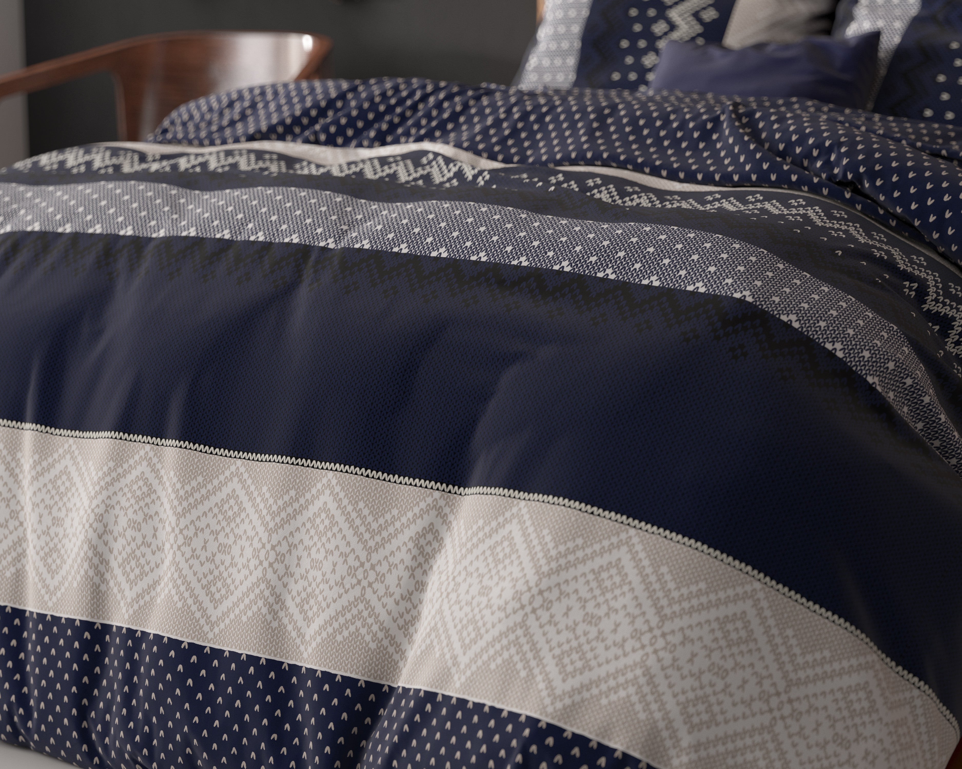 NordDream Elegance Elisabeth Navy pussilakana 200x220 silitysvapaa
