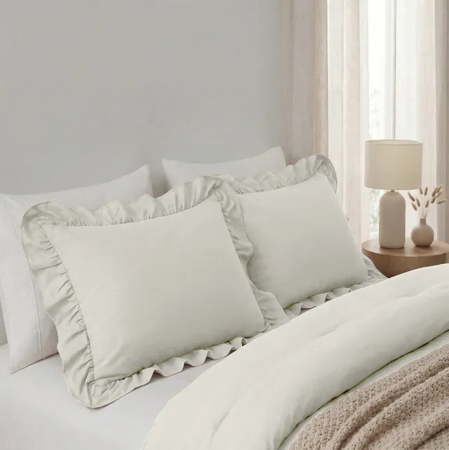 NordDream Lazy Ruffles tyynyliina 60x70 2-pack rikkivalkoinen