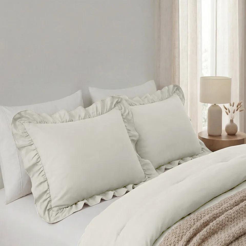 NordDream Lazy Ruffles tyynyliina 60x70 2-pack rikkivalkoinen